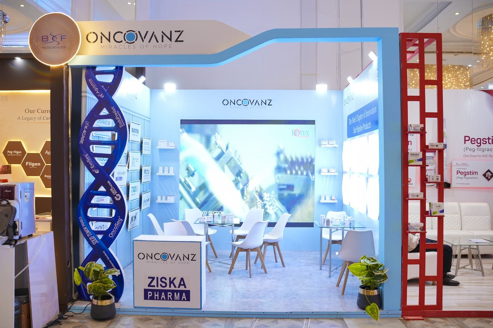 Oncovanz exhibition booth built by De Evenement
